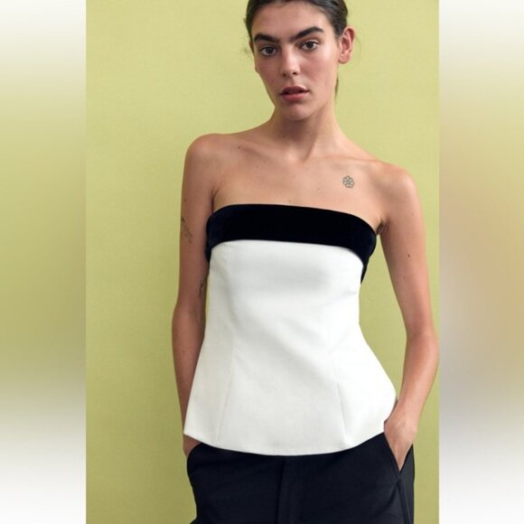Zara Tops - ZARA STRAPLESS BOW TOP